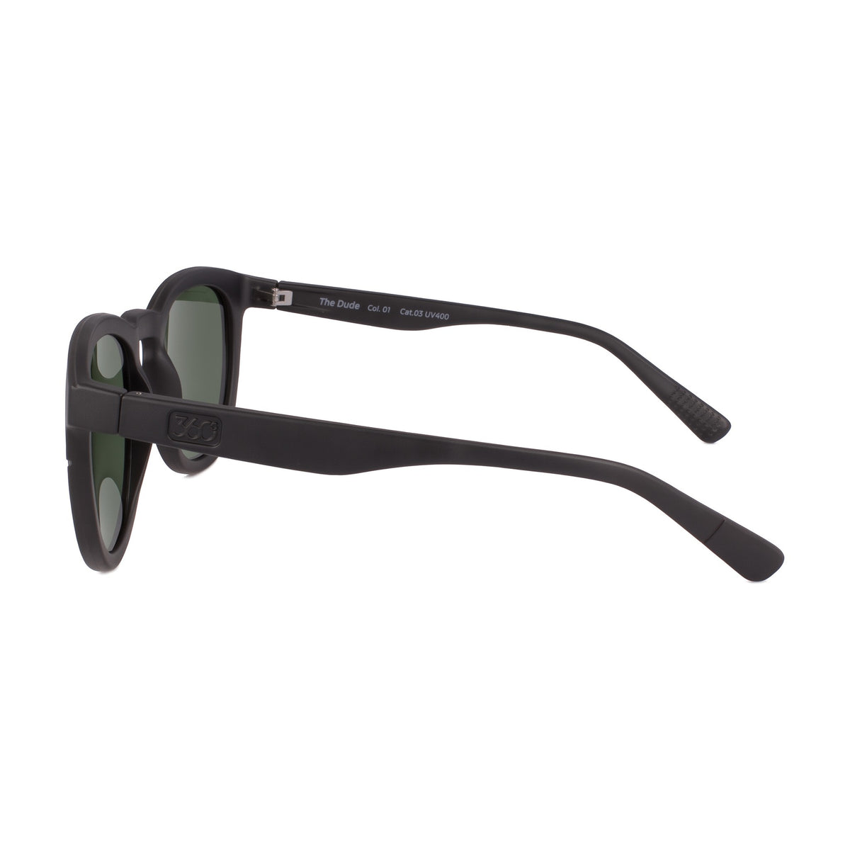 360° The Dude Sol Negro Mate / Verde · THE DUDE SN 01 MT Negro · perfil