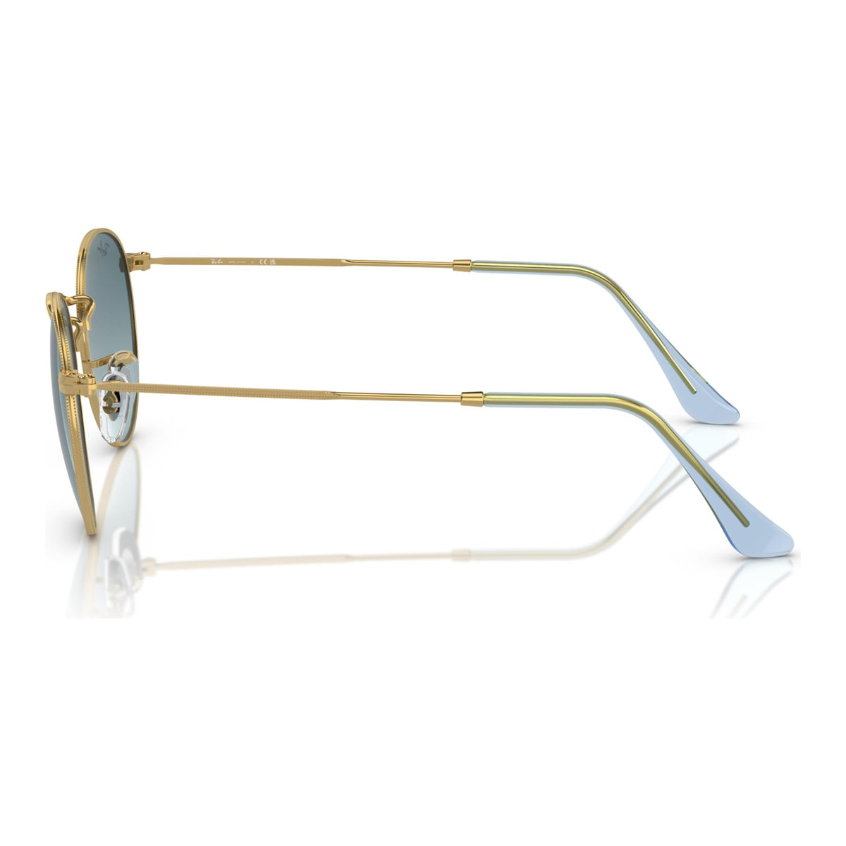 Ray-Ban RB3447 Dorado / Celeste · 0RB3447 001/3F50 · perfil